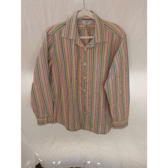 Guess Men's Size XL Multicolored Vertical Stripe Casual Button Down Shirt - Picture 1 of 4